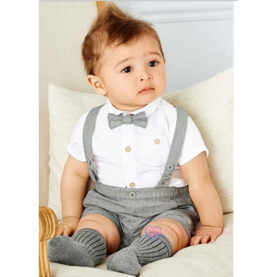 Set yếm liền cao cấp kèm nơ cho bé trai 5-13kg - Đồ chụp ảnh- Công tử - Bảnh bao -Qùa tặng đầy tháng-Shubishop