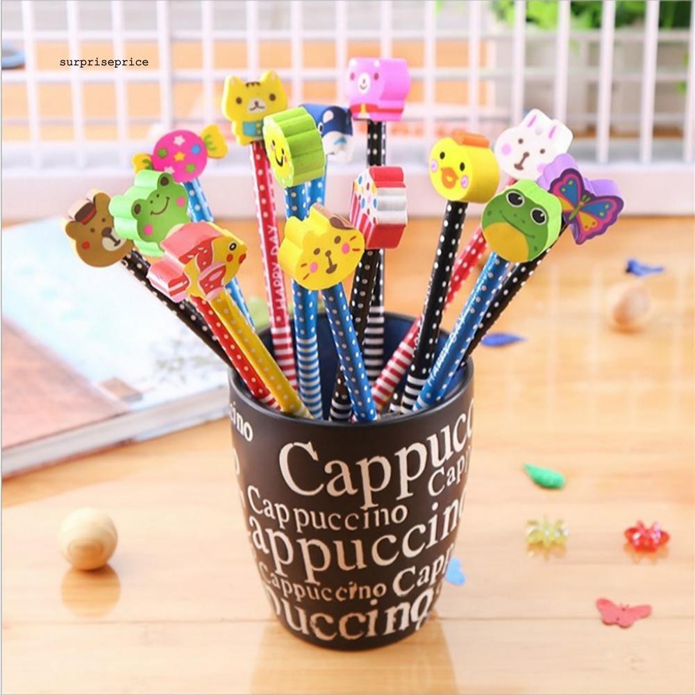 Bút chì gỗ có gôm tẩy họa tiết hoạt hình dễ thương cho bé