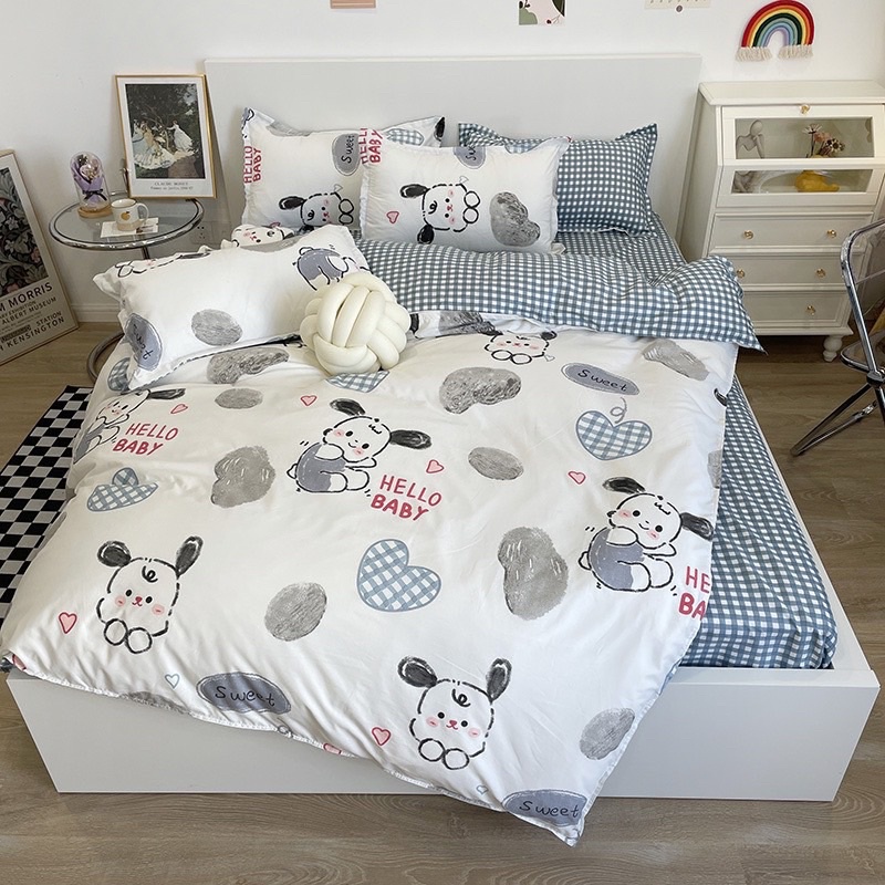 Bộ chăn ga gối cotton poly phong cách Hàn Quốc - Họa tiết động vật đáng yêu ( Không kèm ruột )