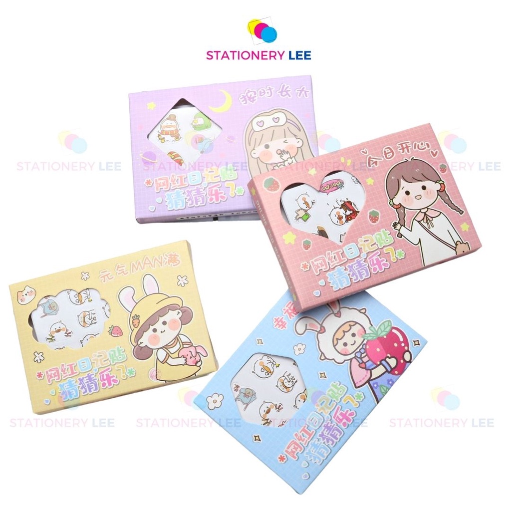Sticker cute hộp 12 tờ dán laptop, hình dán mũ bảo hiểm chống nước, điện thoại, vali