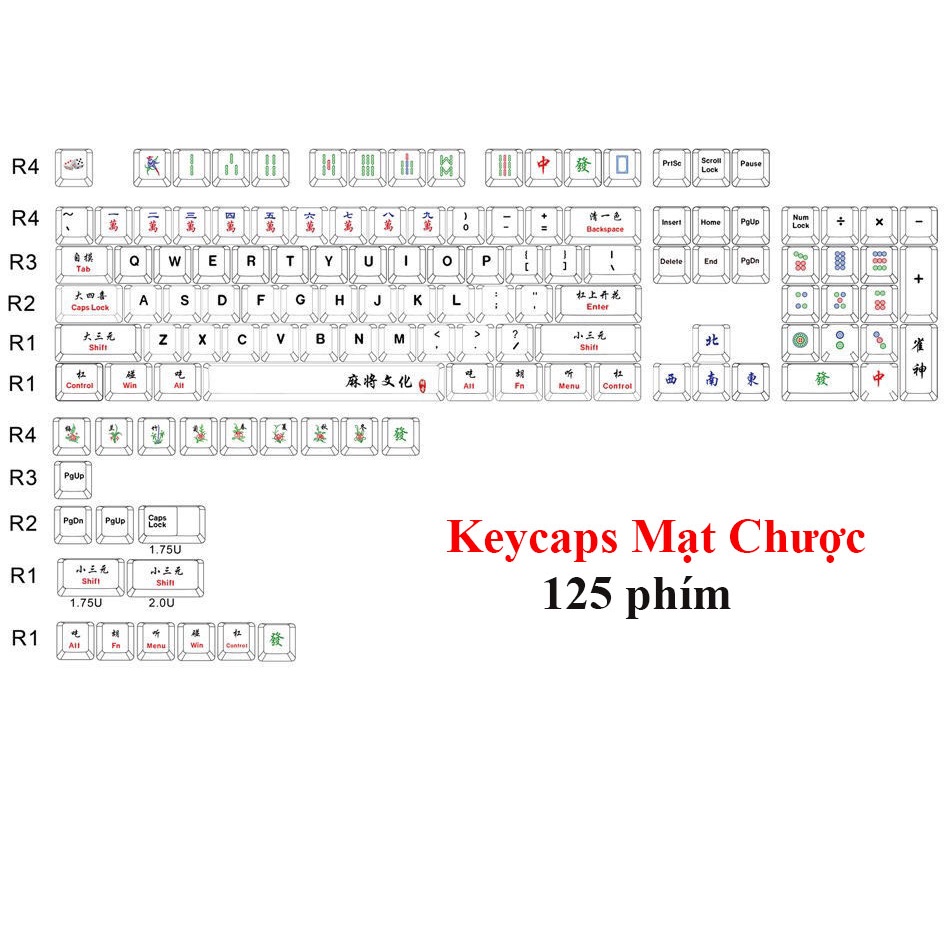Keycaps Mạt Chược - Cherry Profile - 125 Phím dành cho phím cơ
