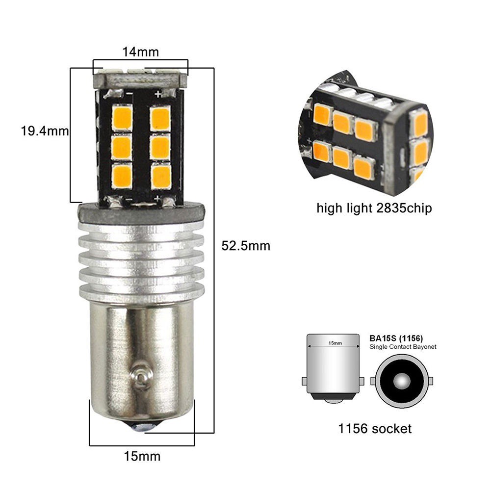 Set 2 Bóng Đèn Tín Hiệu Xi Nhan 15-smd ba15s p21 / 5w Cho Xe Ô Tô