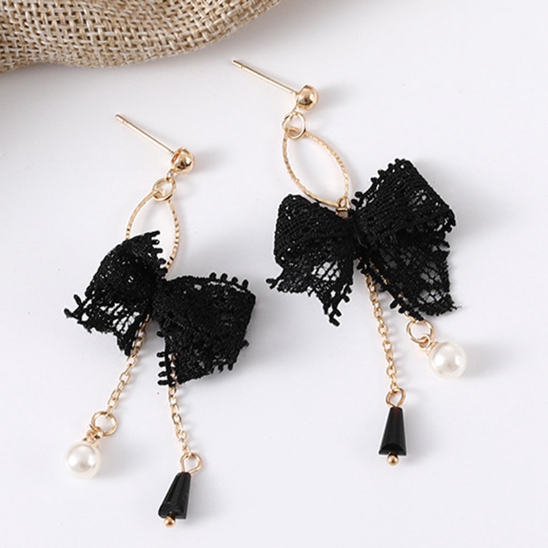 Khuyên tai nơ dáng dài xinh xắn thời trang nữ