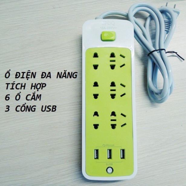 Ổ Cắm Điện Đa Năng Chống Giật 3 Cổng USB và 9 Ổ Cắm