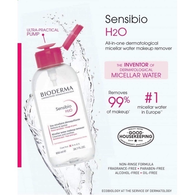 Nước tẩy trang Bioderma nắp nhún 850ml