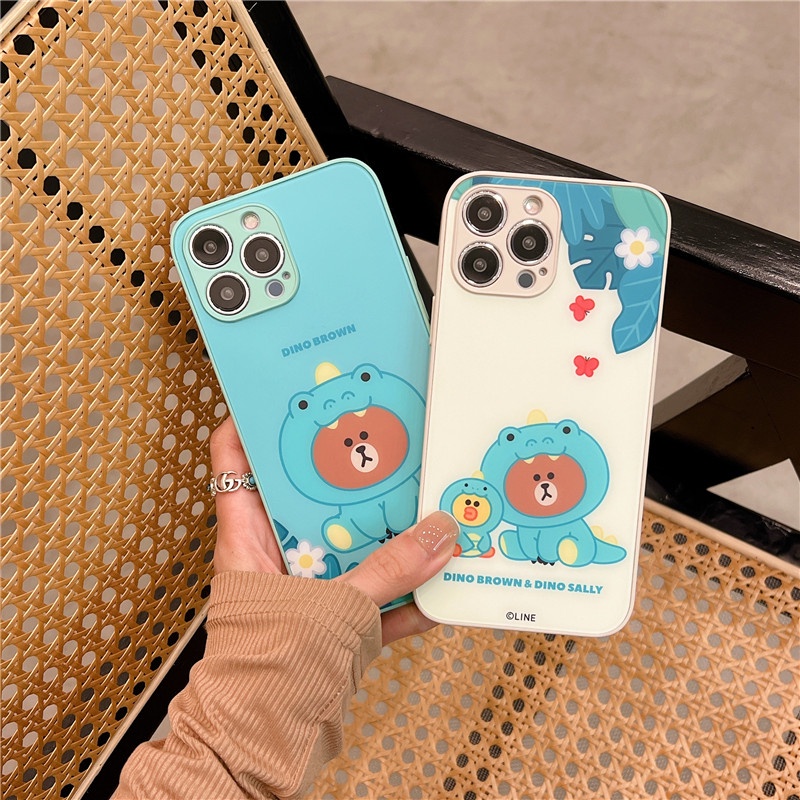 Ốp Điện Thoại Kính Cường Lực Chống Sốc In Hình LINE FRIENDS Cho iPhone 13/13 Pro MAX/12/12 Pro MAX/11 Pro MAX X XS MAX XR 7 8 Plus