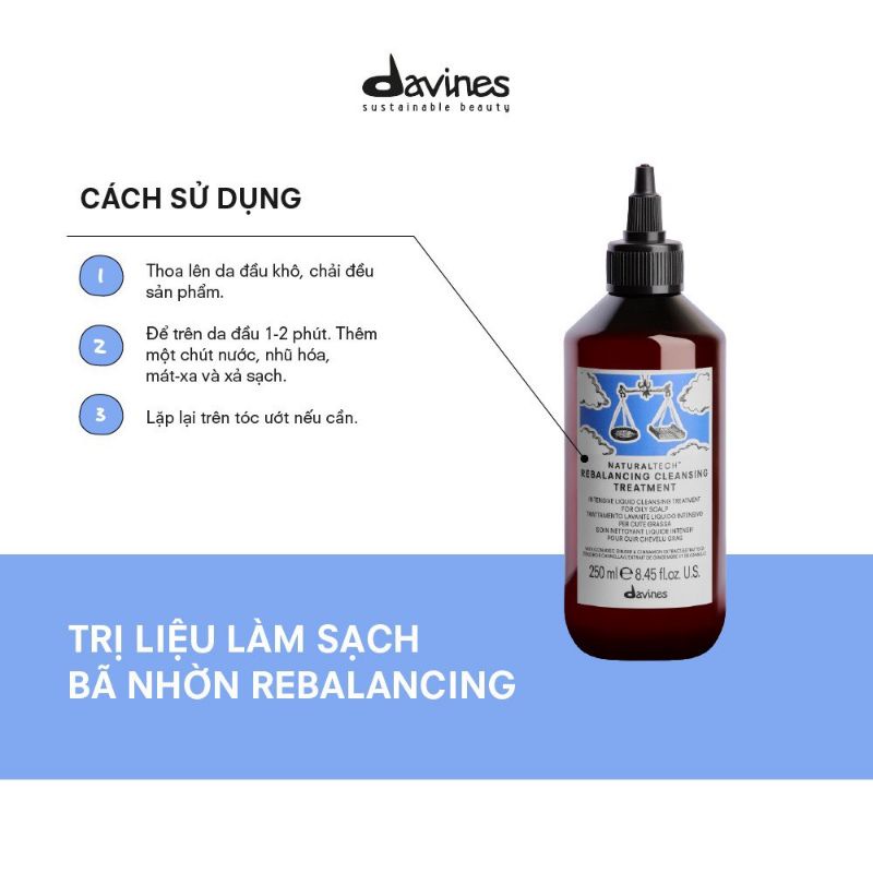 SẢN PHẨM LÀM SẠCH DA ĐẦU DẦU DAVINES REBALANCING CLEANSING TREATMENT 250ML - 1000ML