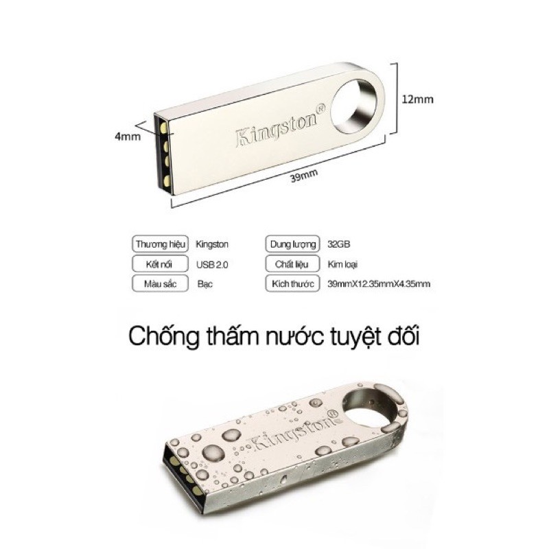 [Chính Hãng] USB Kingston 64Gb/32Gb/16Gb/8Gb/4Gb/2Gb SE9 - Vỏ Kim Loại - USB 2.0, chống nước, Bảo hành 1 Năm