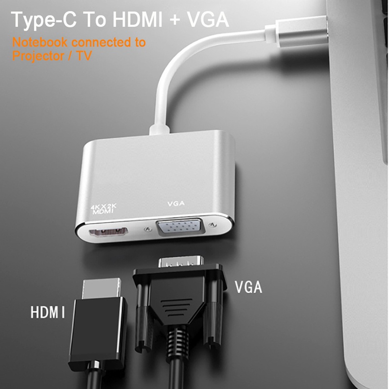 USB C Hub USB3.1 Type C to HDMI VGA Video Converter Adapter Cable for Macbook 2018 iPad Pro Samsung Xiaomi Huawei