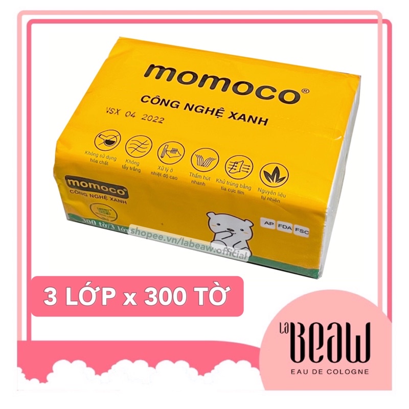 Khăn giấy gấu trắng MOMOCO dai mịn công nghệ xử lý xanh (xịn như giấy gấu trúc)