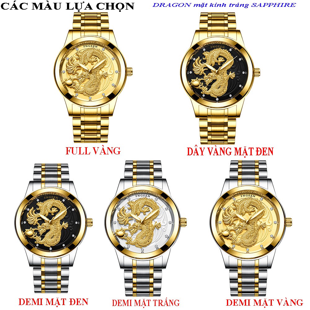 (FULL BOX) Đồng Hồ Nam DRAGON 3D Dây Thép Đúc Đặc Không GỈ Phiên Bản Doanh Nhân + Vòng Tay Tỳ Hưu May Mắn | BigBuy360 - bigbuy360.vn