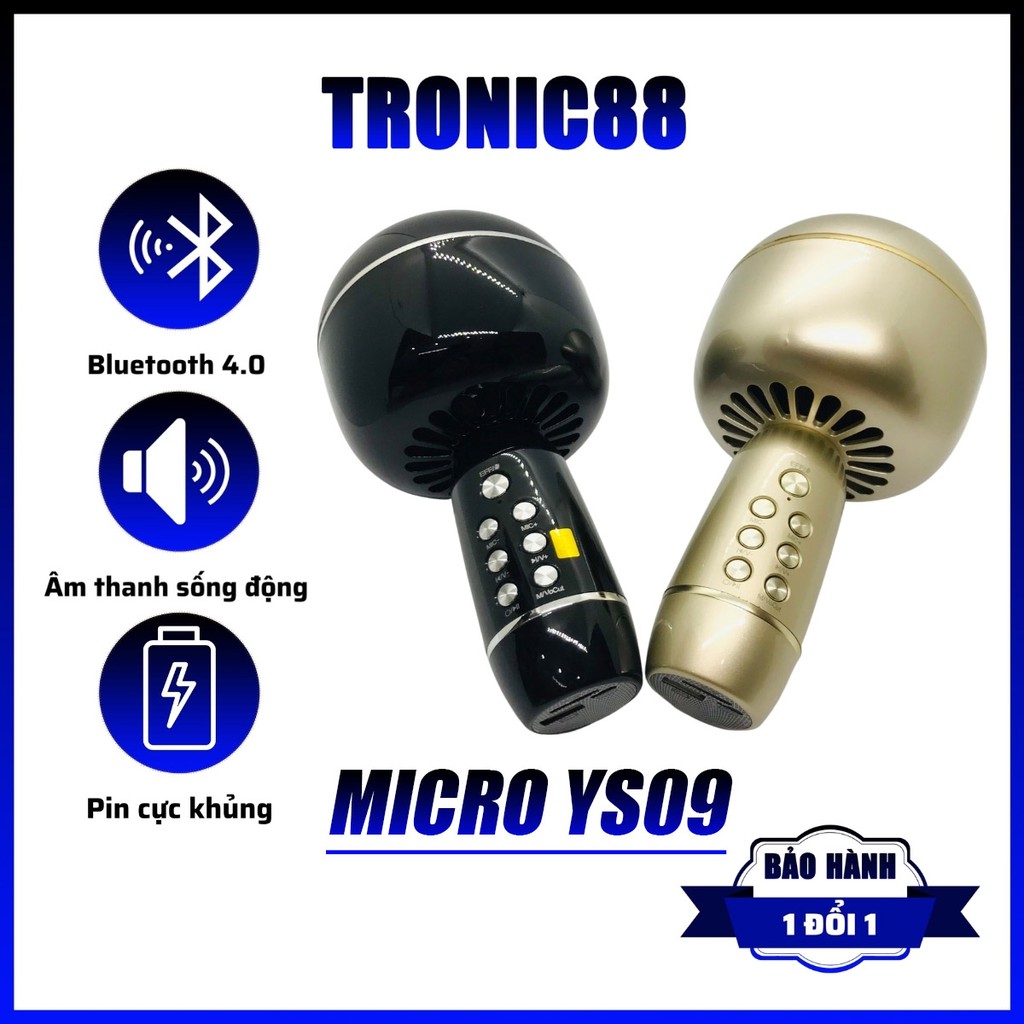 Micro Karaoke YS09 Không Dây Di Động Hình Nấm Thiết Kế Cực Chất Thu Âm Siêu Hay