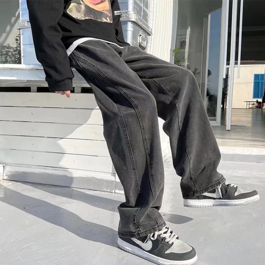 Quần Jean Ống Rộng Thời Trang Hàn Quốc Dành Cho Nam Nữ