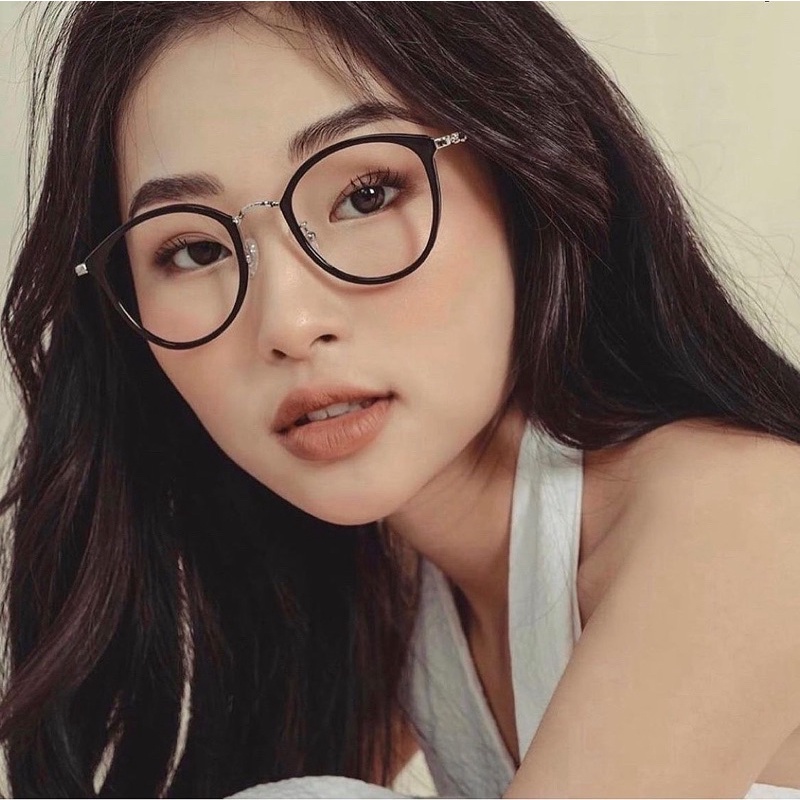 Kính không độ , gọng kính kim loại bầu tròn 2053 cao cấp Jolie eyewear