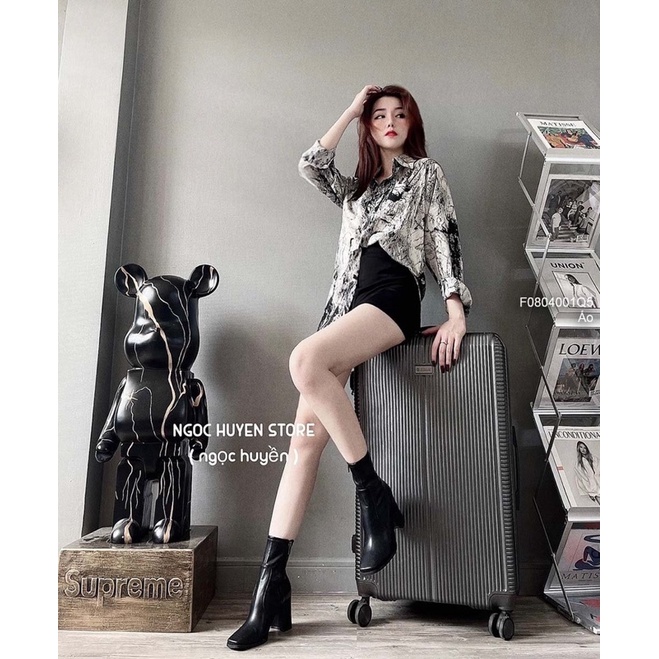 Áo sơ mi vân đá trắng