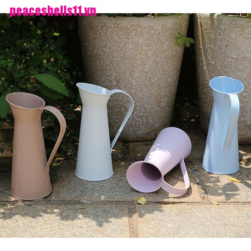 【Pevn】Vintage Shabby Chic Flower Vase Tin Pitcher Jug Metal Wedding Home Decor