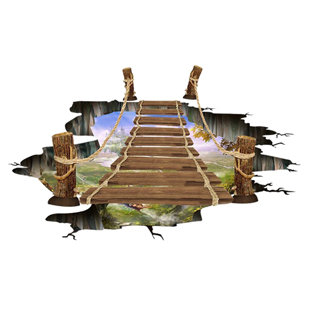 Bộ Tranh Decal 3D Trang Trí Dán Tường Hình Cầu Gỗ Treo