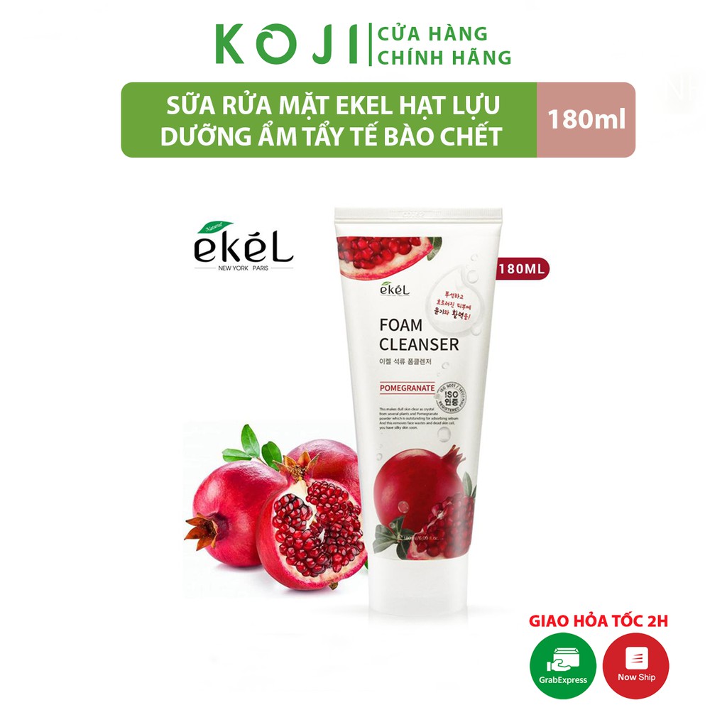 Sữa rửa mặt hạt lựu chính hãng Ekel Hàn Quốc 180ml làm sạch bụi bẩn dưỡng ẩm bảo vệ tế bào khỏi vi khuẩn