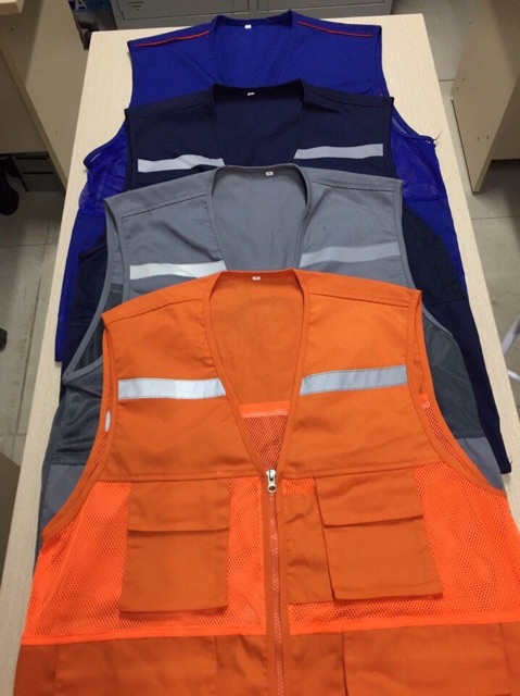 Áo ghile kaki, Áo nhiều túi BHLĐ, Áo ghile phản quang.