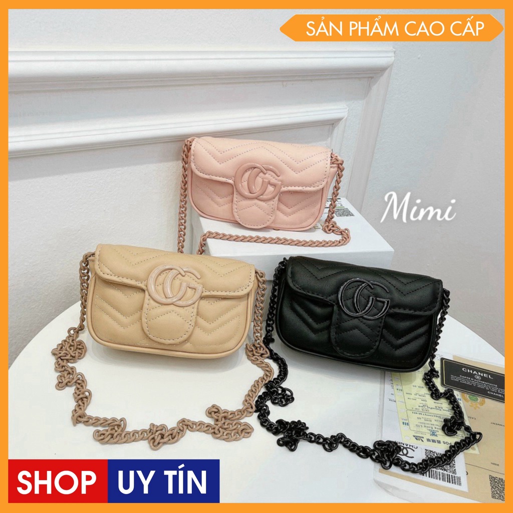 Túi Xách Nữ GC mini Đeo Chéo Full  3 Màu Đen  Hồng Be Túi Xinh LAHA54 - Chuyên Hàng QCCC