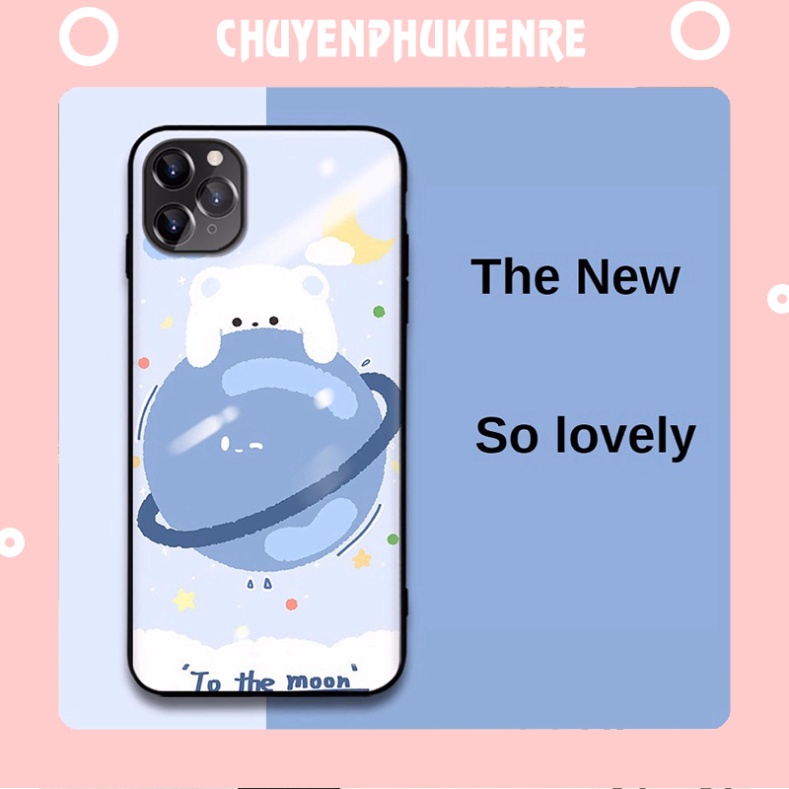 Ốp lưng iphone 6, 7, 8 Plus, X, XS, XR, XSMAX, 11, 11PRO, 11 PROMAX, 12, 13 PROMAX GẤU ÔM VŨ TRỤ XANH CPKR