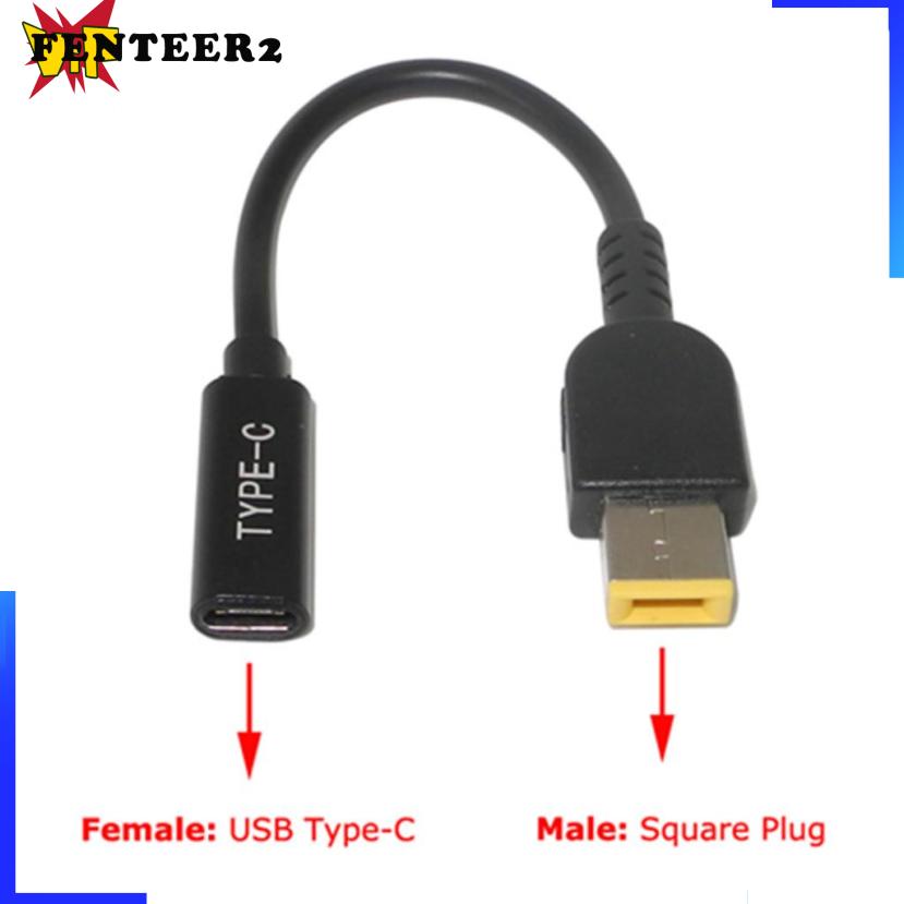 [Fenteer2  3c ]2 Pieces Power Adapter Cable USB Type-C Female To Square Plug Charger For Lenovo