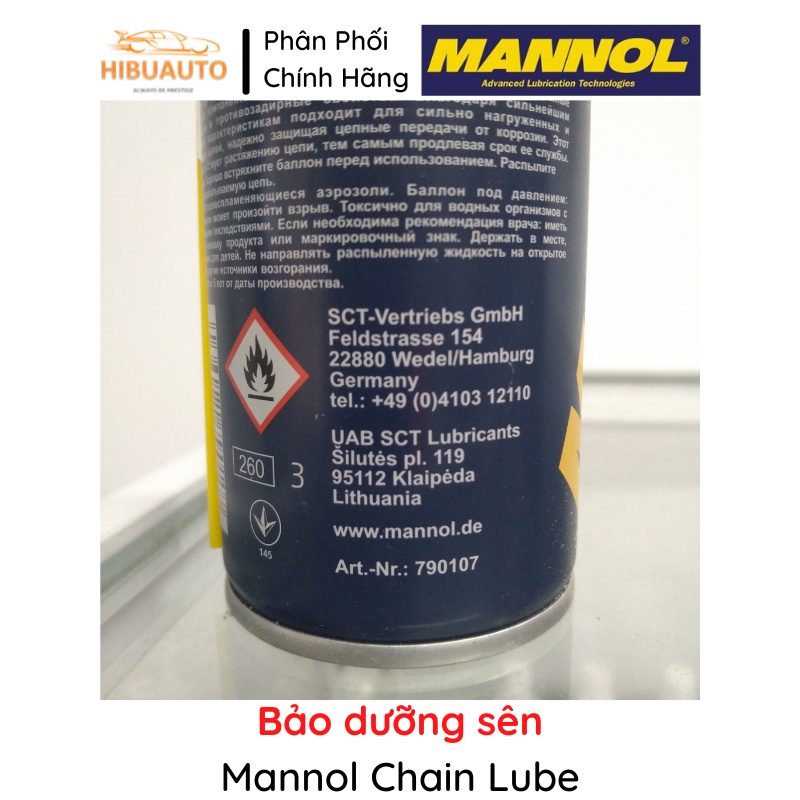Chai Xịt Dưỡng Sên MANNOL Chain Lube 7901 200ml