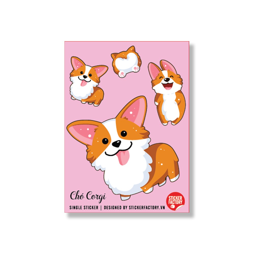 Sticker decal single hình dán lẻ STICKER FACTORY - Chủ đề Chó Corgi