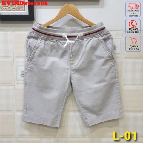 ⭐ Quần Short Kaki Nam Lưng Bo QR Có Dây Rút Chất Kaki Co Giản Mềm Mịn _KVINDstore08