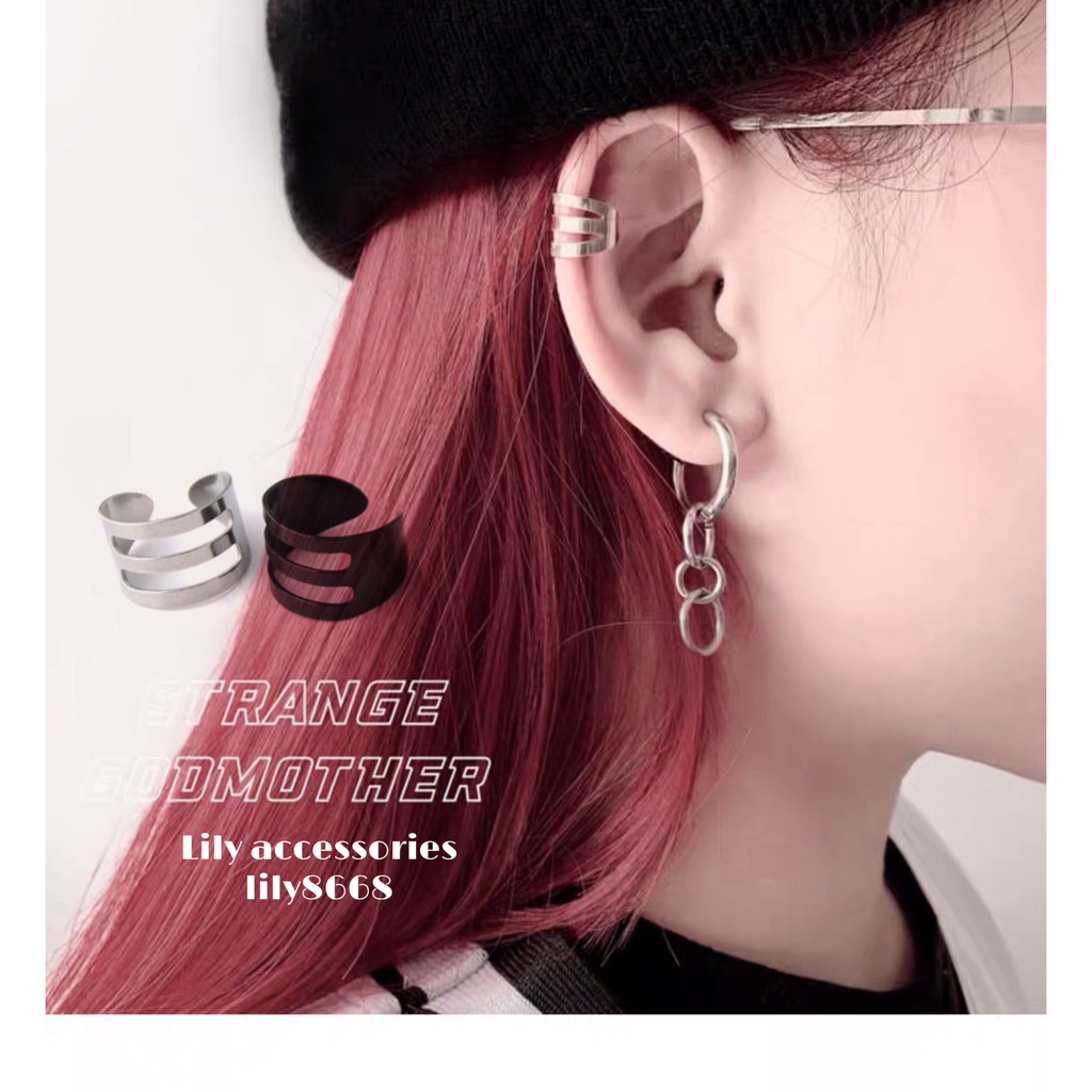 TRIPLE HELIX EARCUFF kẹp tai titan 3 vòng không gỉ không đen không dị ứng nam nữ - kẹp vành tai không cần xỏ lỗ unisex