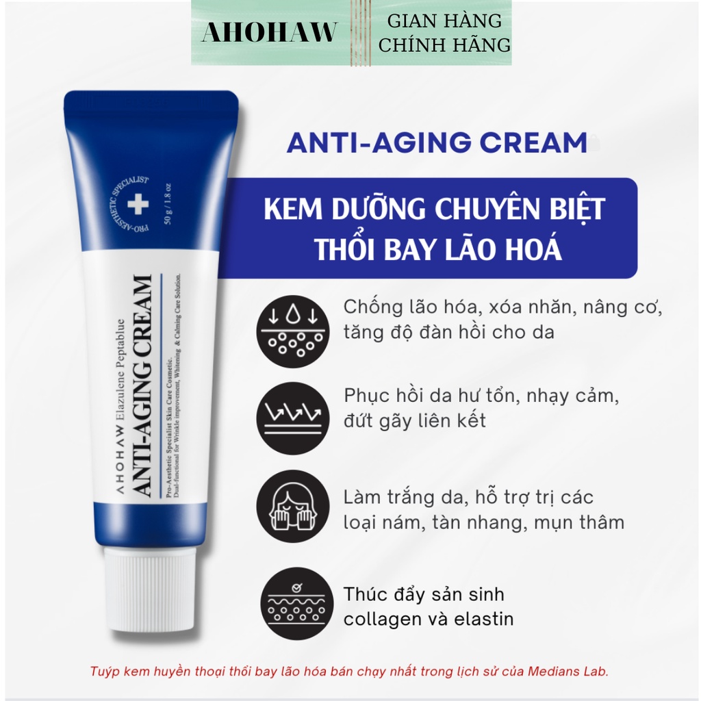 Kem Dưỡng Chống Lão Hóa, Xóa Nhăn, Nâng Cơ- Elazulene Peptablue Anti-Aging Cream 50g HÀN QUỐC