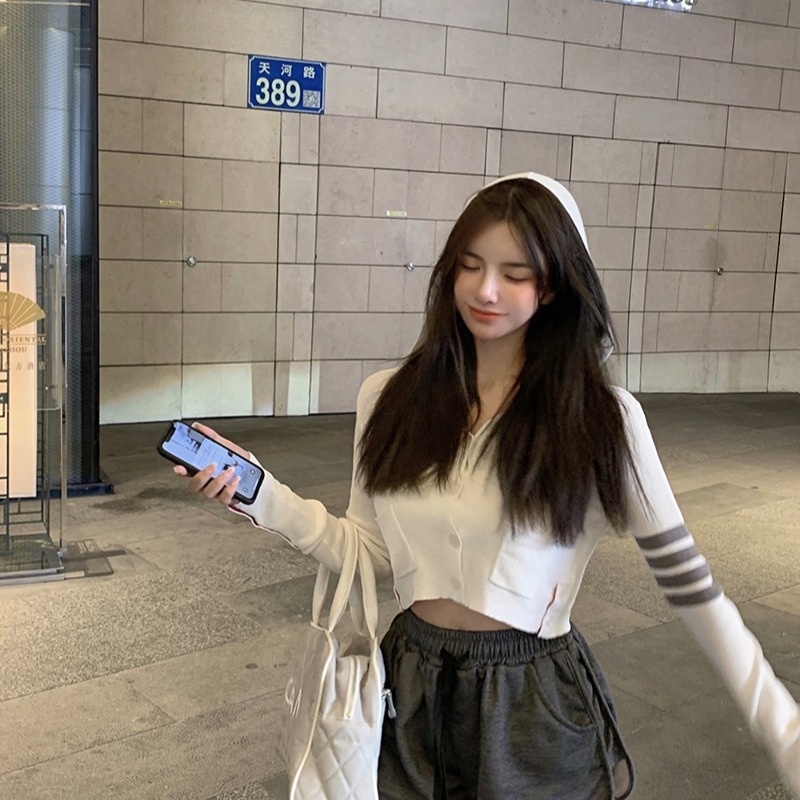 【HangFei】Áo Khoác Dệt Kim Tay Dài Dáng Ôm Hoạ Tiết Kẻ Sọc Thiết Kế Quyến Rũ