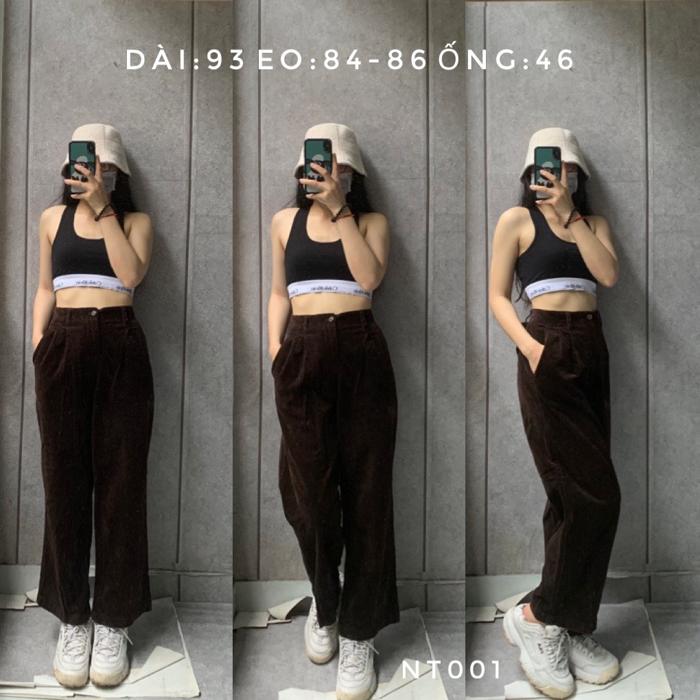Quần nhung tăm 2hand unisex nam nữ