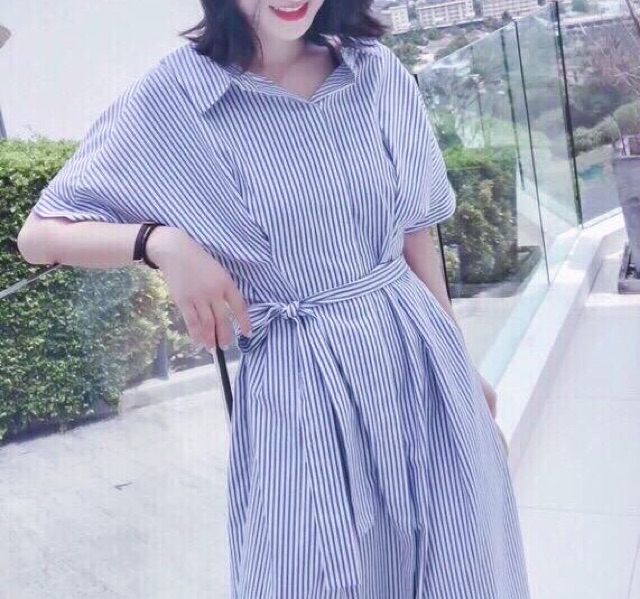 Đầm váy sơ mi sọc v2