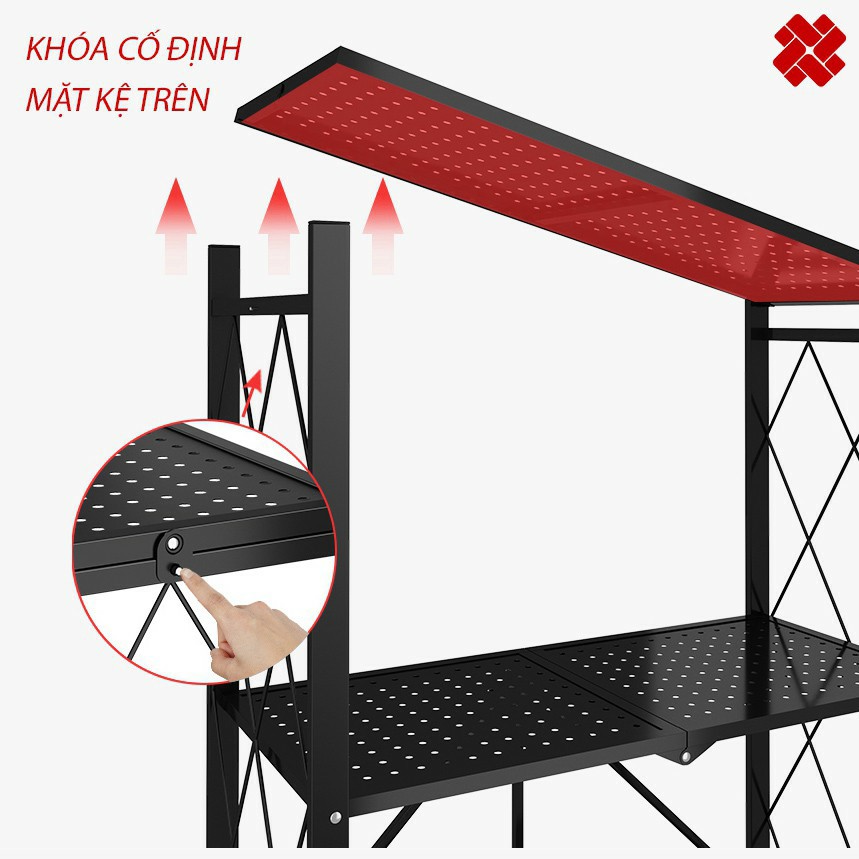 Kệ Nhà Bếp 3, 4,5 Tầng Đa Năng Gấp Gọn Có Bánh Xe, Kệ Để Lò Vi Sóng Nhà Bếp Sơn Tĩnh Điện Bằng Thép Không Gỉ