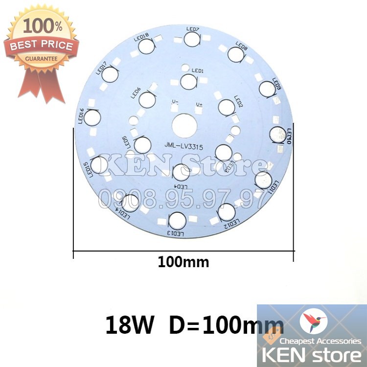 Đế tản nhiệt, pcb gắn chip led luxeon 1W - 18W