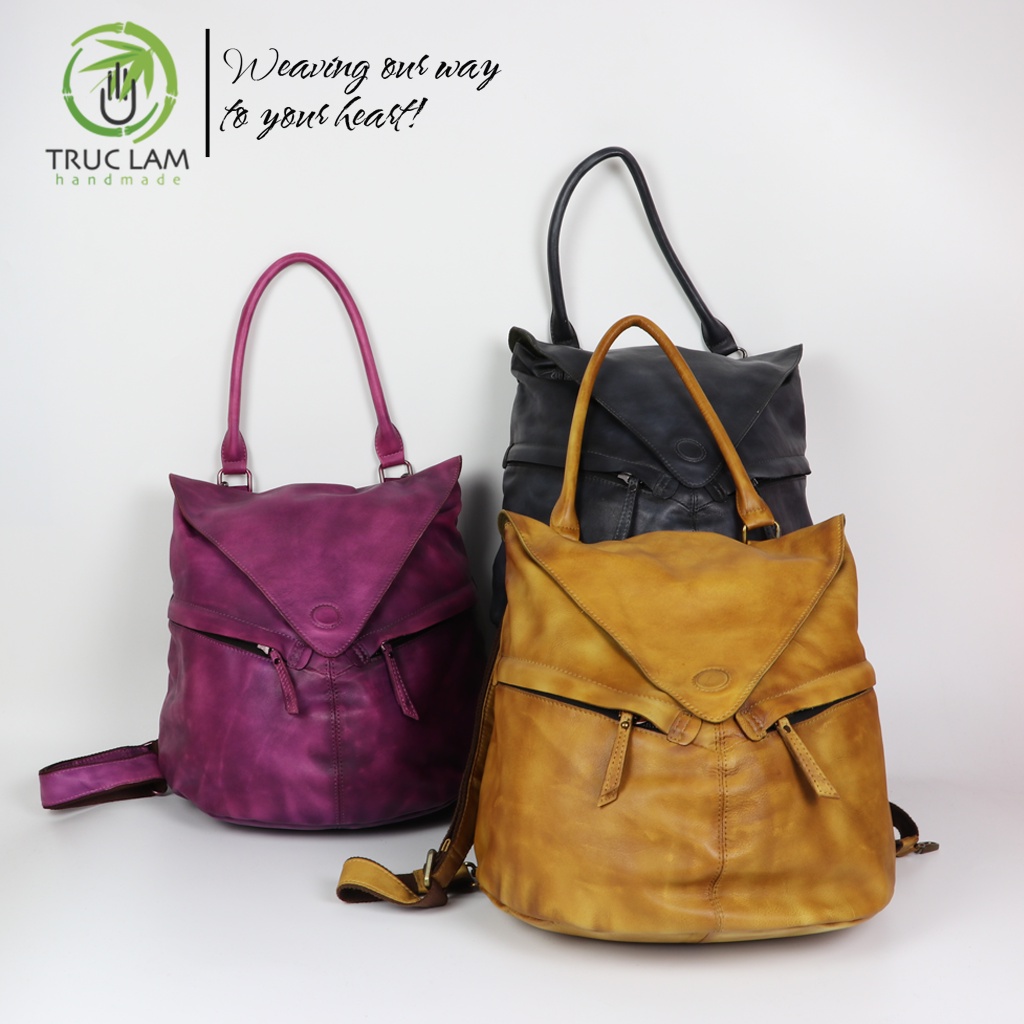 Balo Thời Trang Nữ Da Bò Thật Cao Cấp Thiết Kế Độc Lạ – Trúc Lâm Handmade