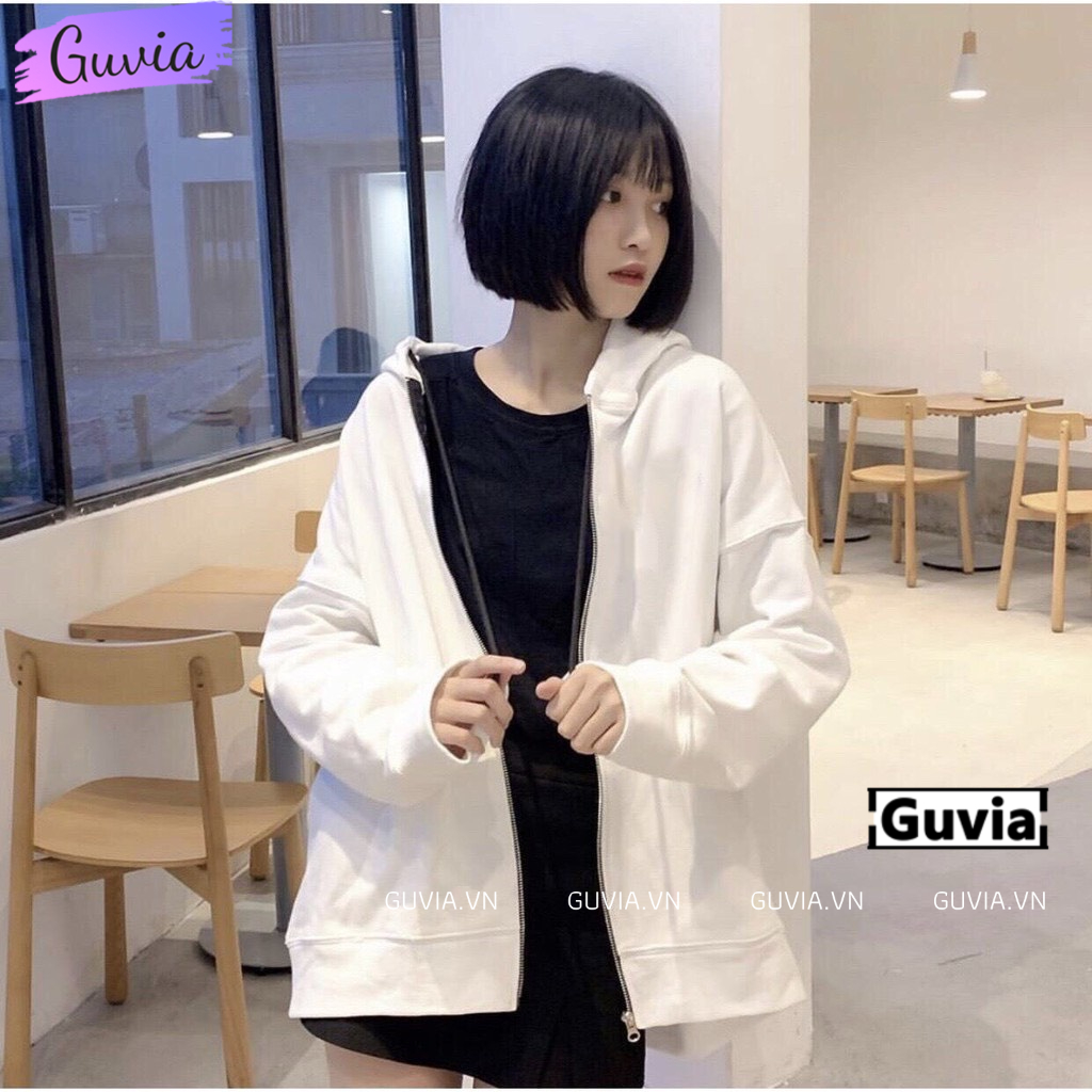 Áo khoác nỉ Trơn PE Dây Kéo hoodie form rộng Ulzzang Unisex áo nỉ nam nữ AN2 Guvia