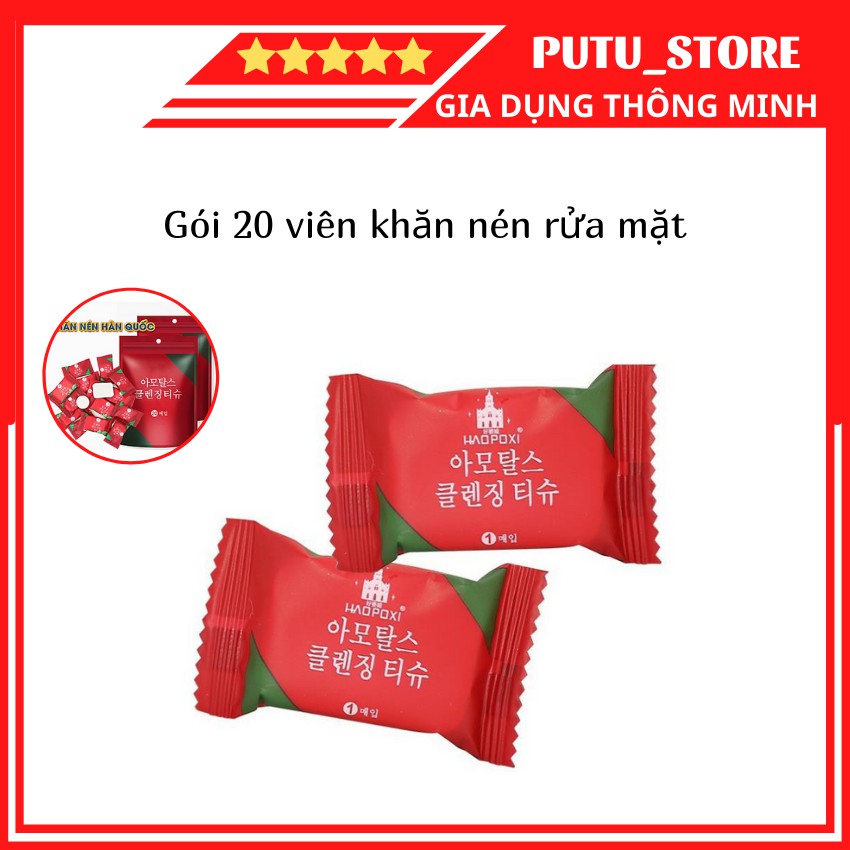 Khăn giấy nén rửa mặt hình viên kẹo 🔥 SIÊU TIỆN LỢI 🔥 gói 20 viên với chất vải mềm mại, an toàn khi sử dụng