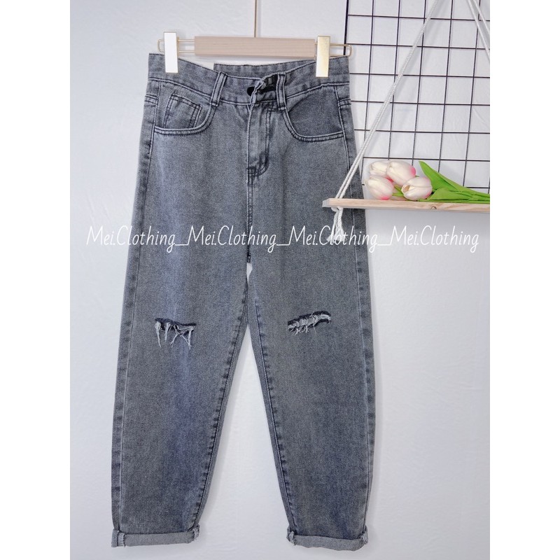 QUẦN JEANS BAGGY ĐEN RÁCH GỐI - FORM CHUẨN