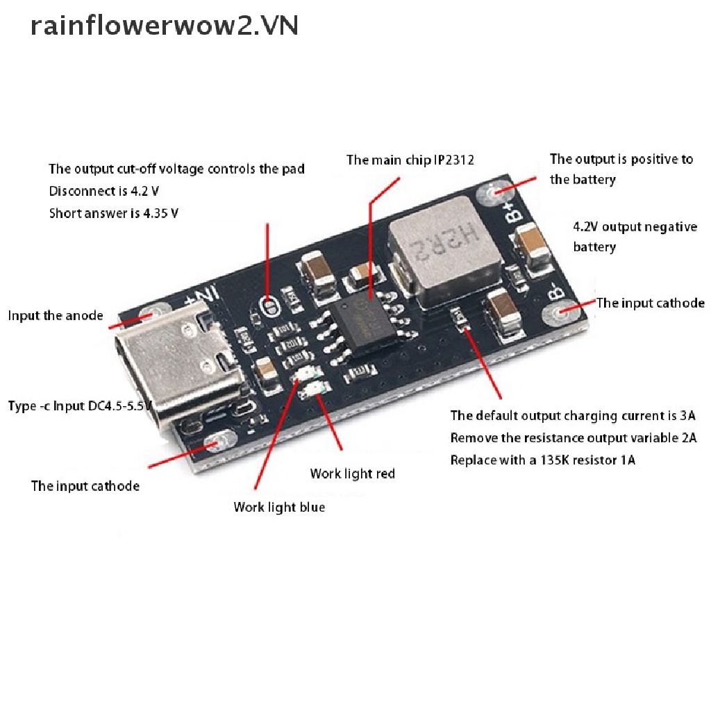 Mô Đun Sạc Pin Lithium Li-ion USB 5V 3A 3.7V 18650