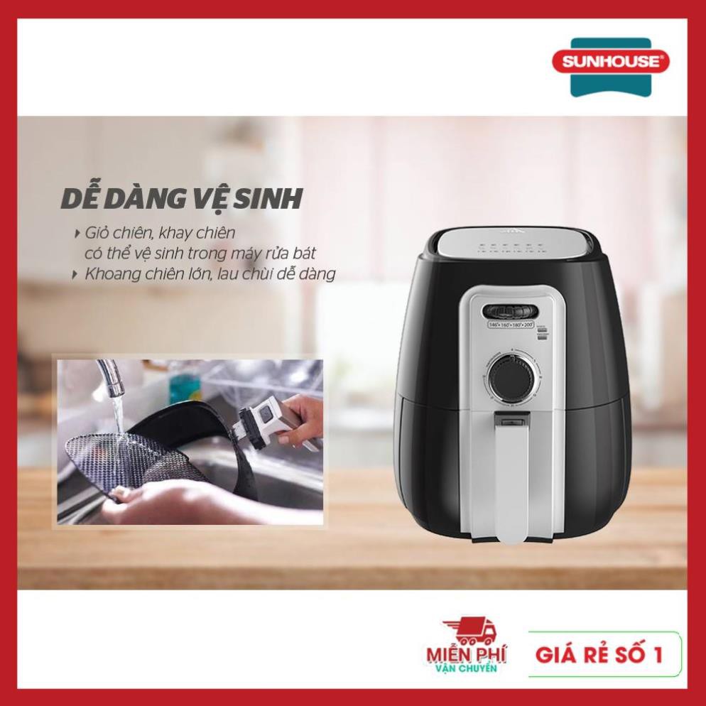 Nồi chiên không dầu 3L Sunhouse SHD4025B, Nồi chiên không dầu Sunhouse công nghệ Rapid Air.