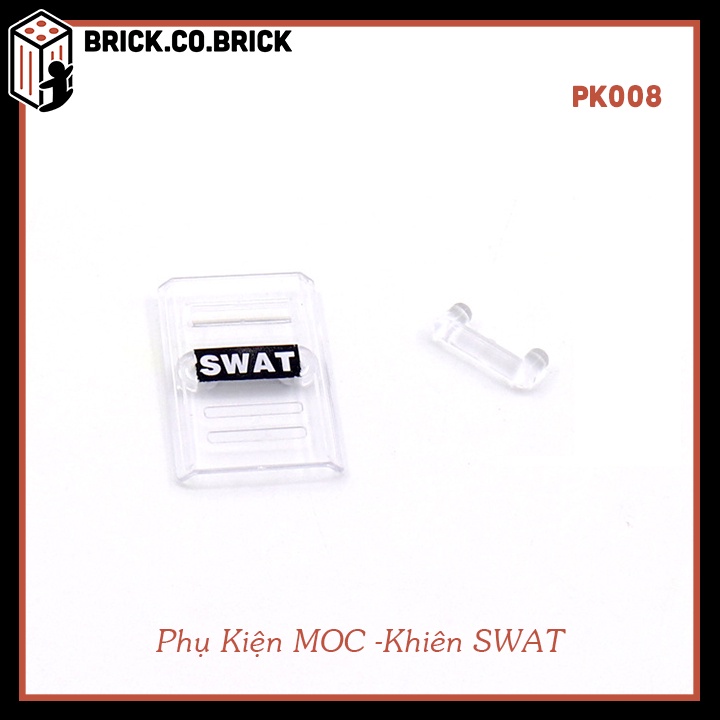 Phụ kiện MOC Army Khiên SWAT trắng Đồ chơi lắp ráp Mô hình sáng tạo trang trí quân đội PK008