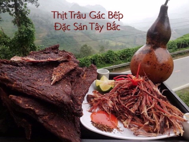 Thịt gác bếp Tây Bắc (TẶNG CHẨM CHÉO) thịt trâu, lợn gác bếp chuẩn vị.Thịt trâu lợn sấy khô gác bếp TẶNG CHẨM CHÉO