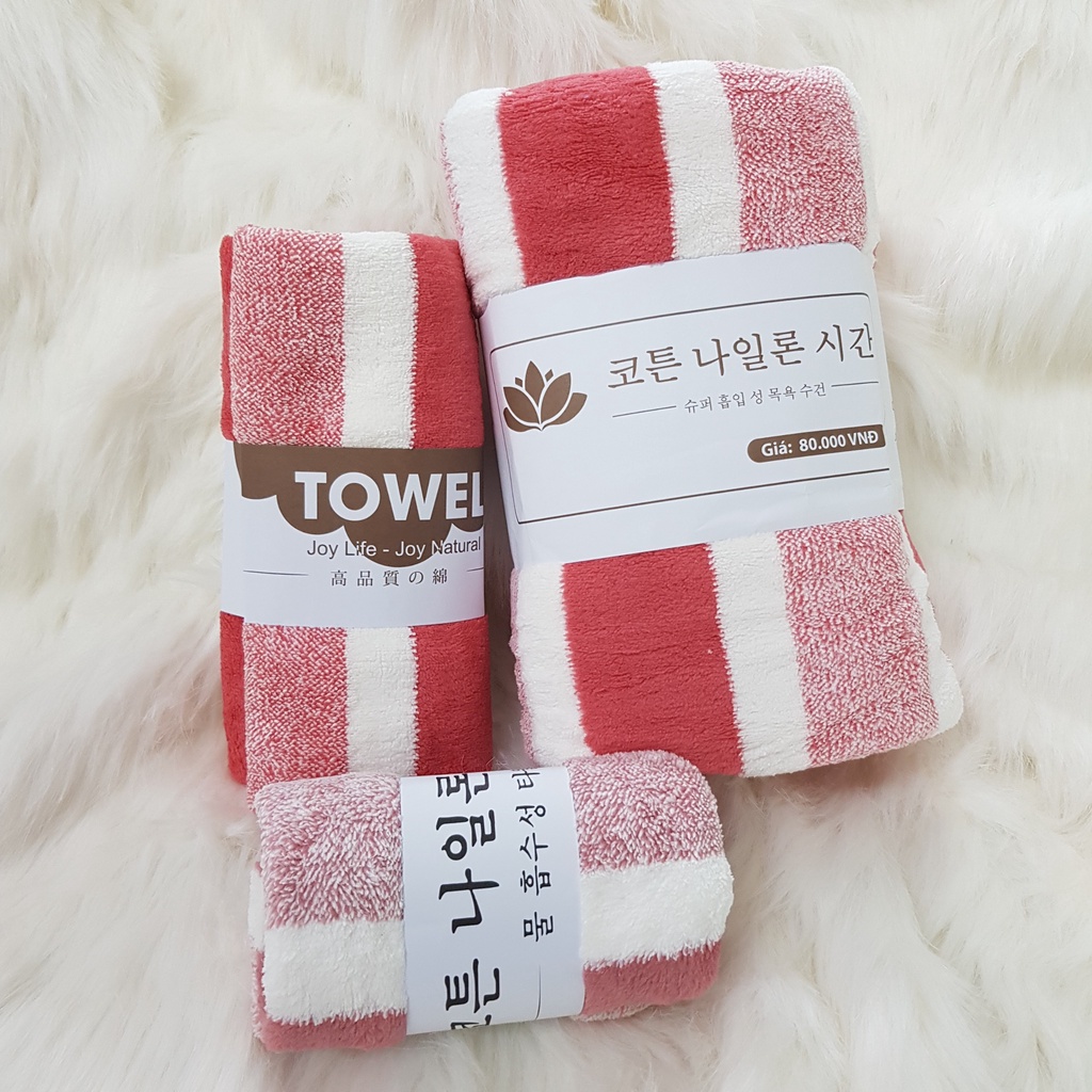 [Mẫu mới] Combo 3 size khăn tắm gội lau mặt Lông cừuHàn quốc - Siêu thấm nước, mềm mịn, an toàn cho da