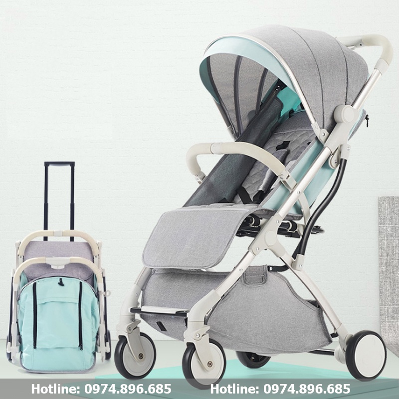 Xe đẩy dành cho bé từ 3 tháng tuổi dạng gấp gọn vali tiện lợi khi đi xa, đi du lịch