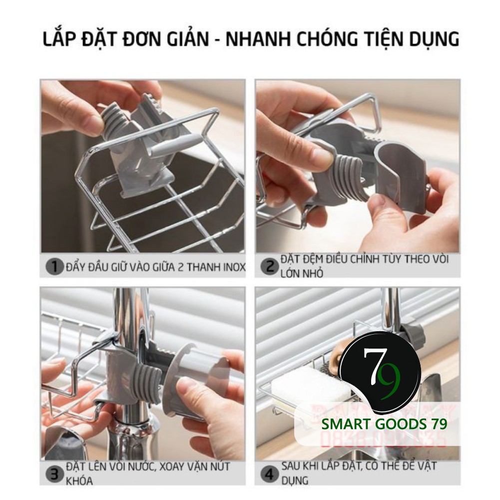 [Freeship hàng cao cấp 181] Giá để treo vòi nước gắn lavabo thông đa năng minh khay kệ inox đựng đồ phòng tắm nhà bếp