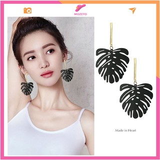 Bông tai nữ cá tính hoạ tiết hình lá nhiều màu phong cách Hàn Quốc , Khuyên tai nữ đẹp cute; B03 - MOZETO