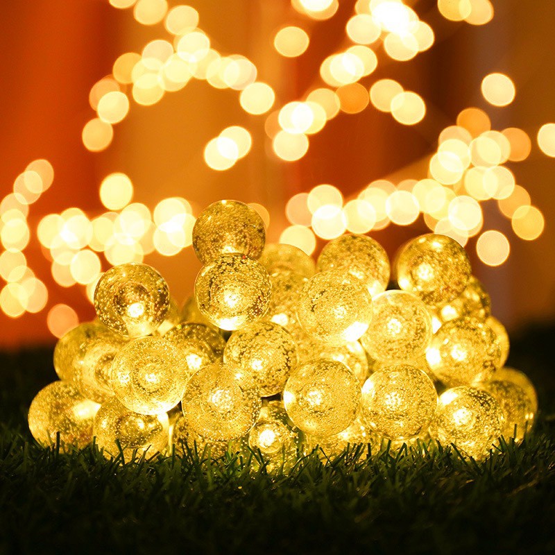 Dây đèn led Pha Lê trong suốt trang trí Lễ Noel Giáng Sinh màu sáng ấm ( chạy Pin AA)