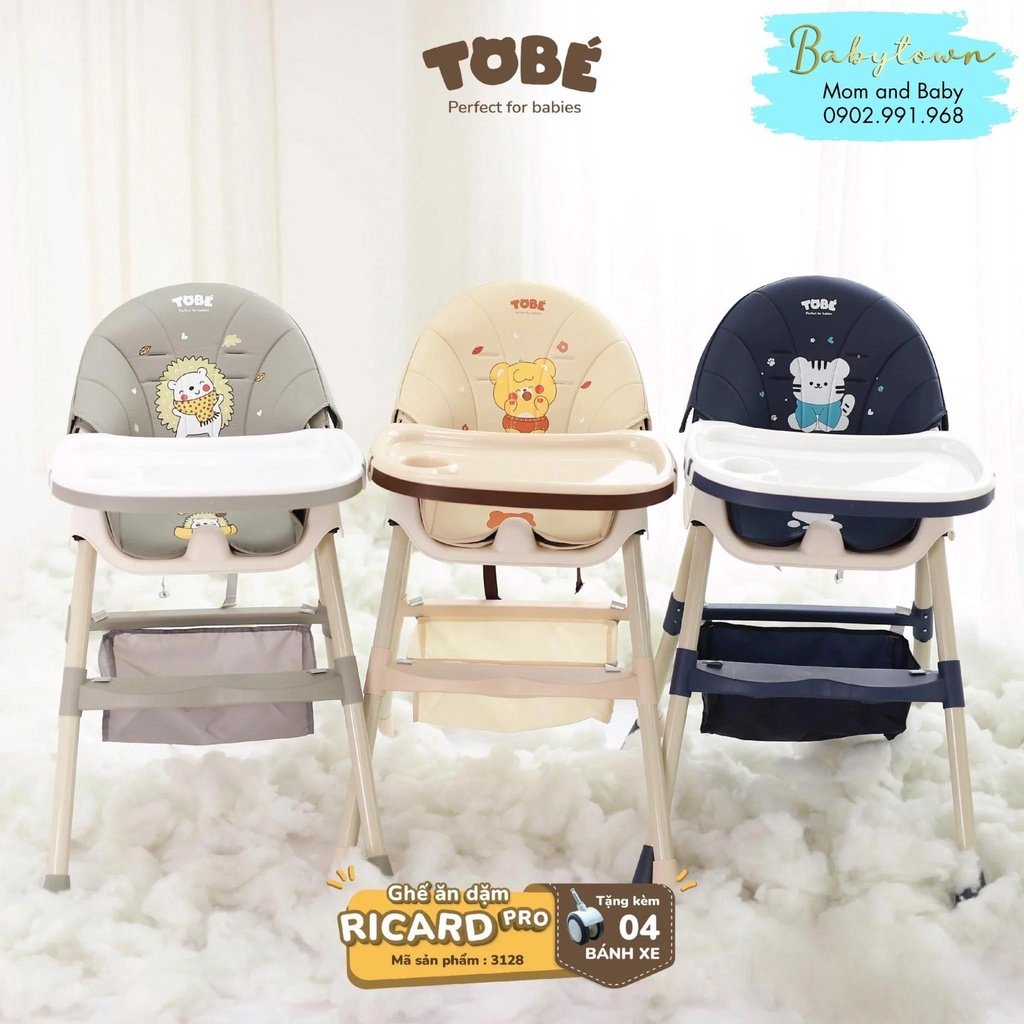 Ghế ăn dặm gấp gọn cho bé Tobé Ricard Pro, có thể ngả lưng, 6 chức năng